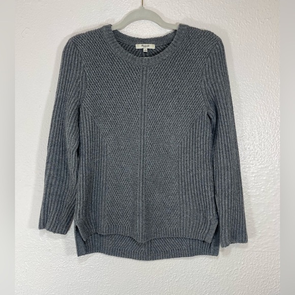 Madewell Hexcomb Texture Sweater Gray Crewneck Pullover Knit Style Women’s Small - Picture 1 of 11